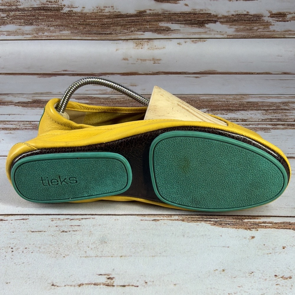 Tieks by Gavrieli Mustard Yellow Leather Ballet Flats Slip On Womens Size 8 Used - Picture 9 of 11